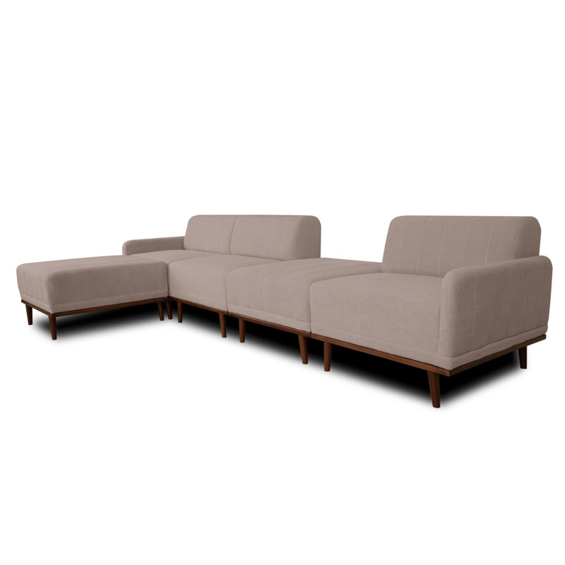 Johnathon Sofa & Chaise, Left Hand Facing, Grey Polyester Blend