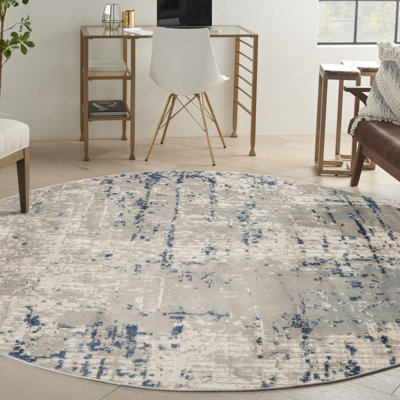 Tapis tissé à la machine 8 pi bleu et gris