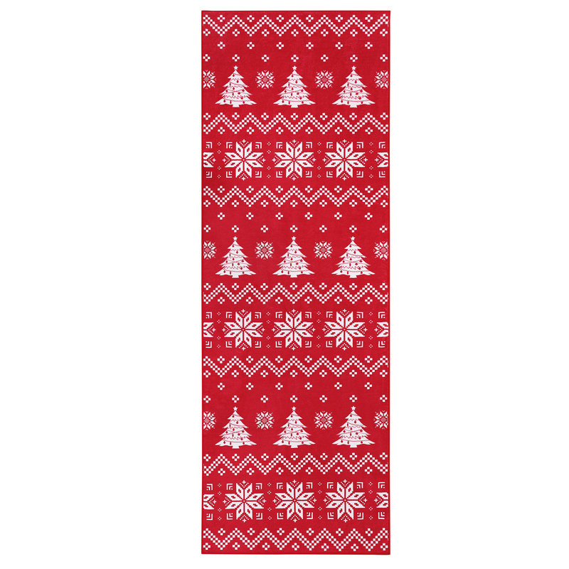 Christmas Rug for Bedroom Non Slip Holiday Washable Snowflake Xmas Tree Decorative Rug Low Pile Stain Resistant Living Room Small Throw Carpet Christmas Tree Boho Area Rugs for Dining Room Nursery