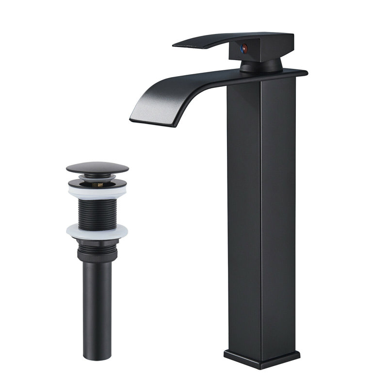 Single-handle Bathroom Faucet with Drain Assembly, Matte Black
