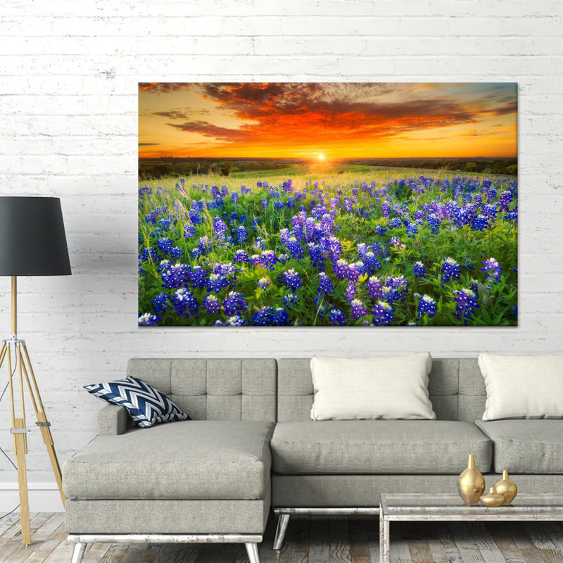 Élégante œuvre d'art sur toile Bluebonnet - décor moderne, 1P, H : 31,6 x L : 43,4 pouces