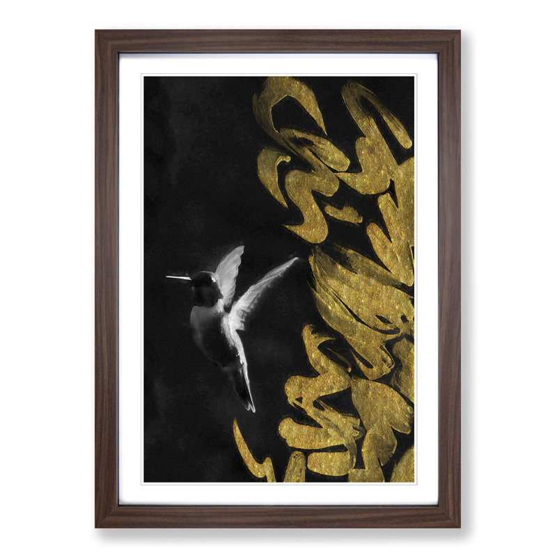 Hummingbird in the Dark in Abstract - Picture Frame Graphic Art Print, Walnut, 76cm H x 50cm W x 2cm D