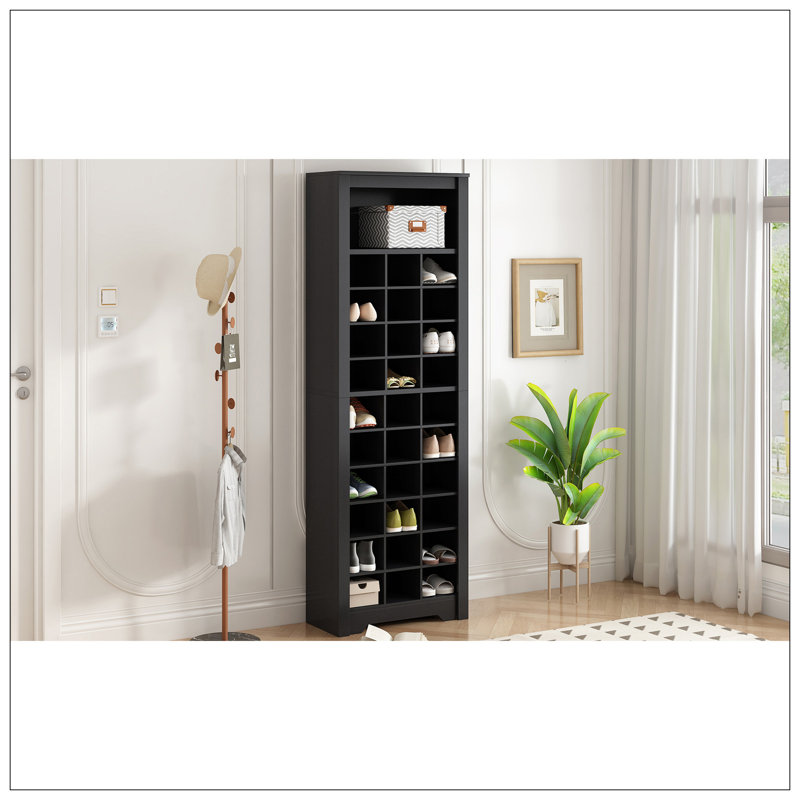 Stylish Design 30 Shoe Cubby Console, Contemporary Shoe Cabinet With Multiple Storage Capacity, Free Standing Tall Cabinet With Versatile Use For Hallway,  Bedroom
