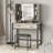 Tri-Fold Mirror Makeup Vanity Table with Lights
