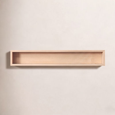 Natural Wood Wall-Mounted Bathroom Shelves