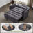 Modern Tufted Sleeper Loveseats Sofa Couch With Foldable Side Table For Small Space-1011295326