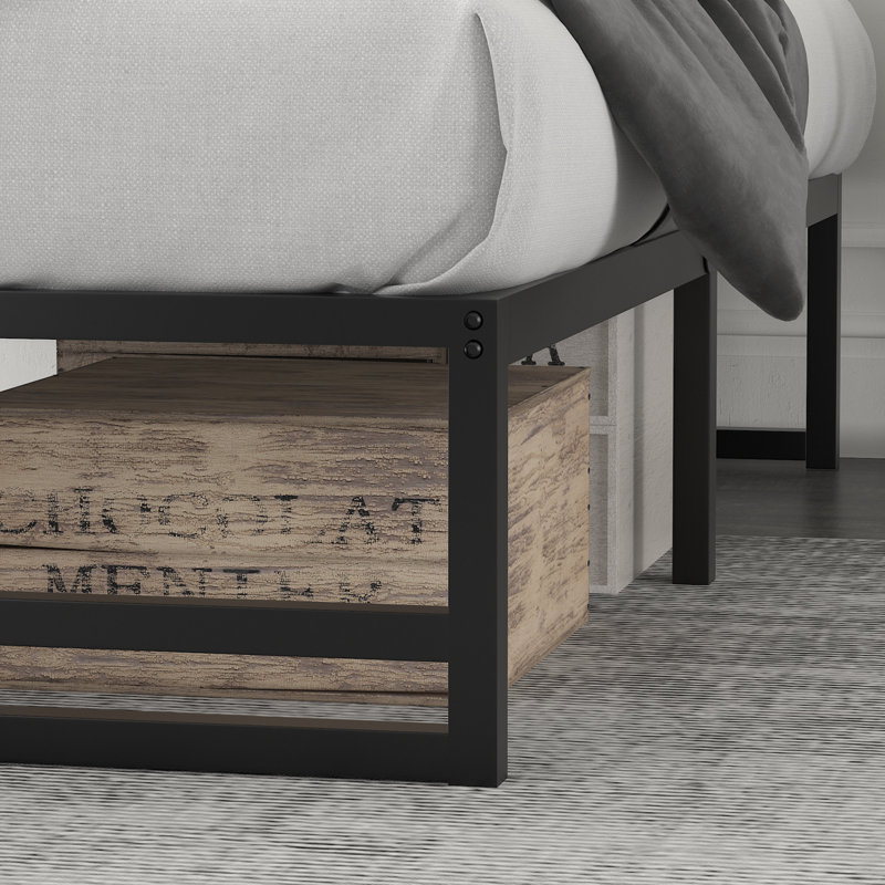 Aula 14'' Metal Platform Bed, Queen