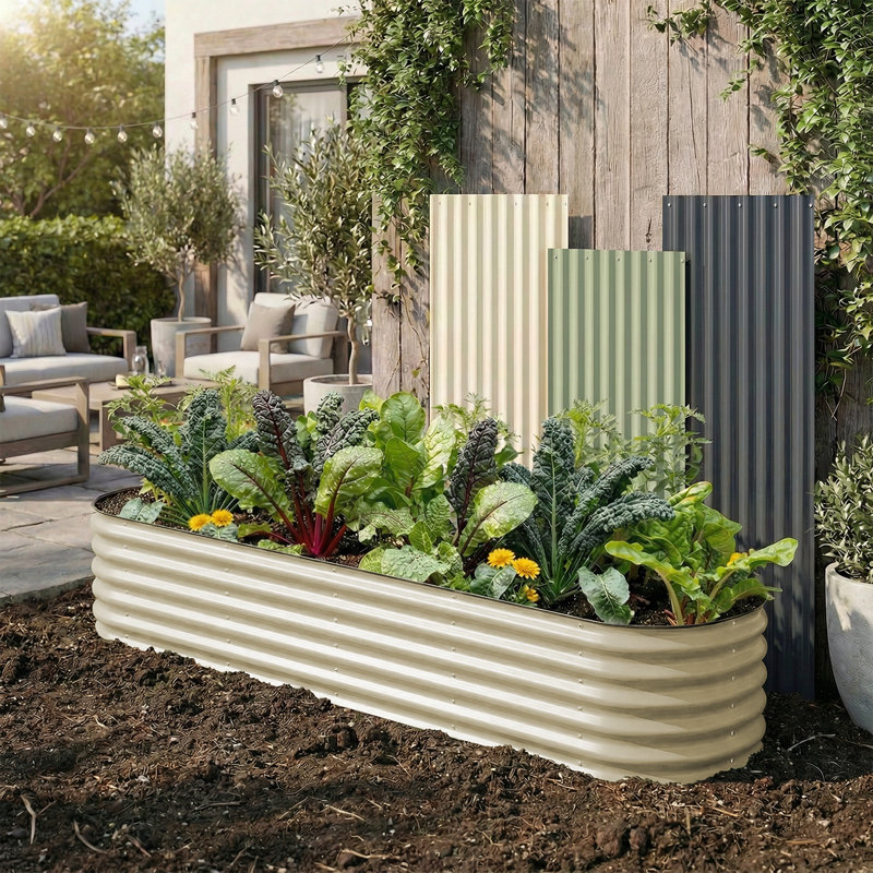 Jardinière surélevée galvanisée 8x4 Ft, Beige