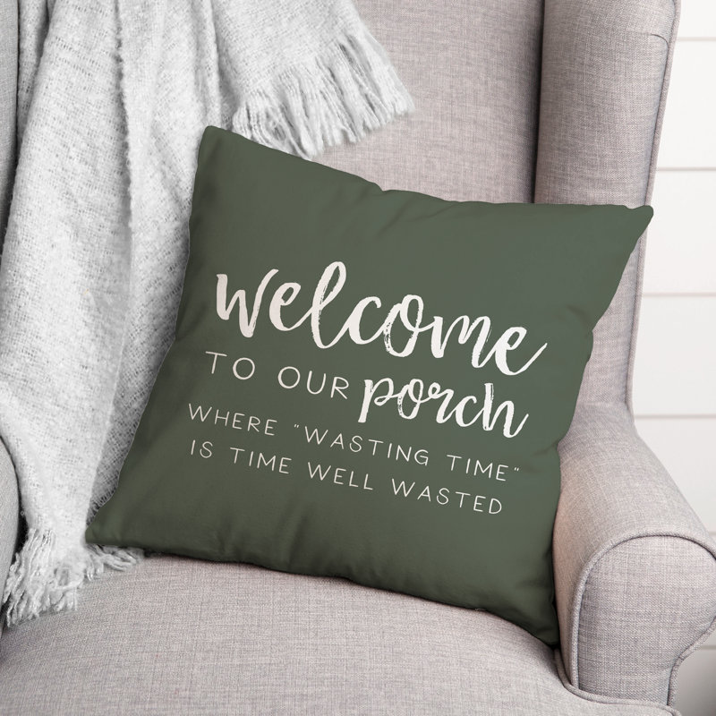 Outdoor Reversible Throw Pillow, 18" H x 18" W, Sage