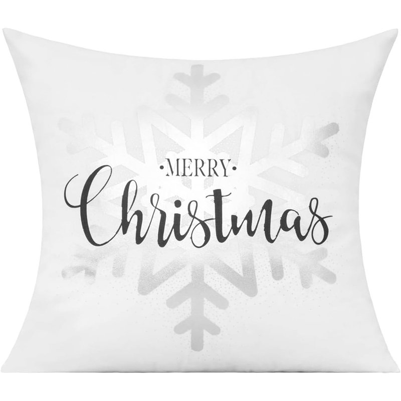 Housses de coussins décoratifs de Noël blanc 18 x 18, ensemble de 4 décorations d'hiver de Noël Navidad