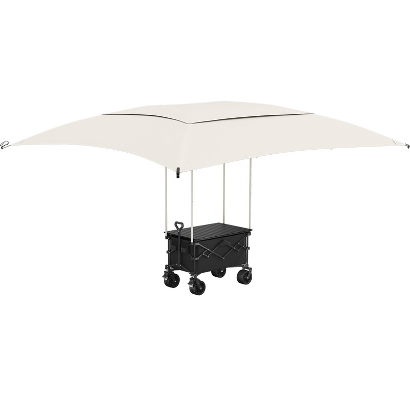 Chariot utilitaire d'extérieur avec auvent imperméable, Noir