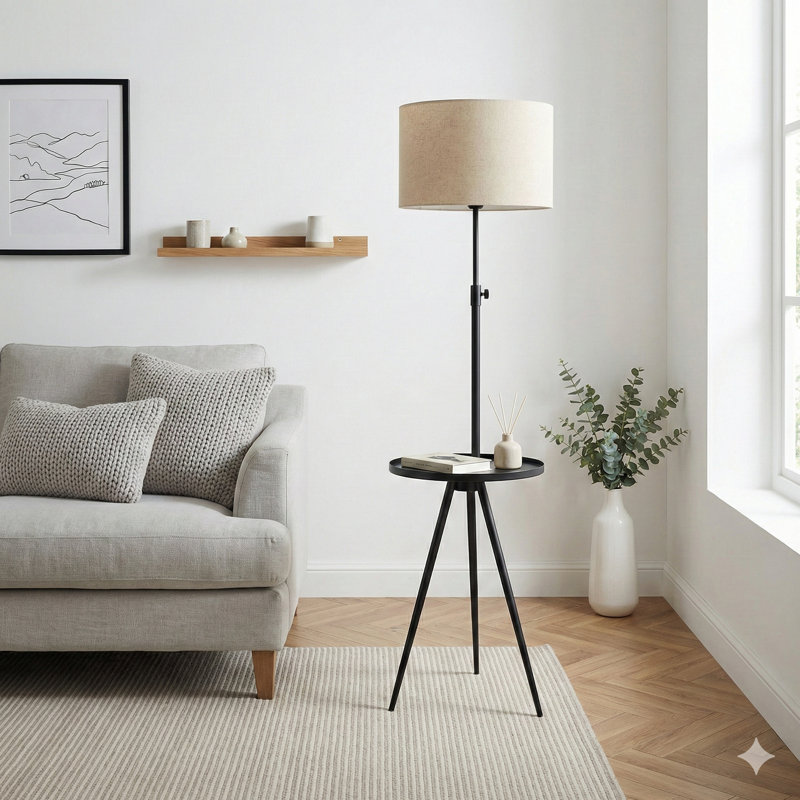 Lighting, Floor Lamp, 63"H, Black Metal, Ivory / Cream Shade, Contemporary, Black