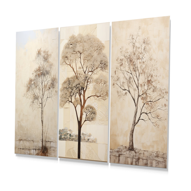 Arbre africain africain minimaliste - ensemble de 3 décorations murales en métal africain, H 28 po x l 36 po
