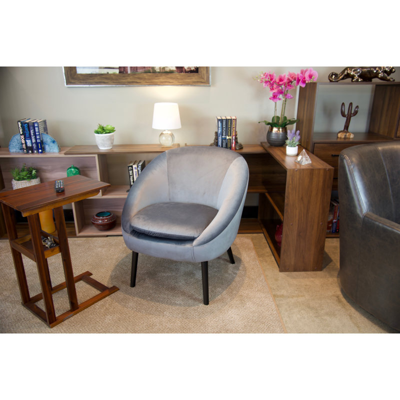 Velvet Barrel Chair, Grey