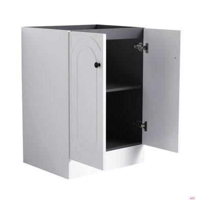 Meuble-lavabo autoportant 24 po et 2 portes d'armoire à fermeture en douceur (emballage KD) - sans le lavabo