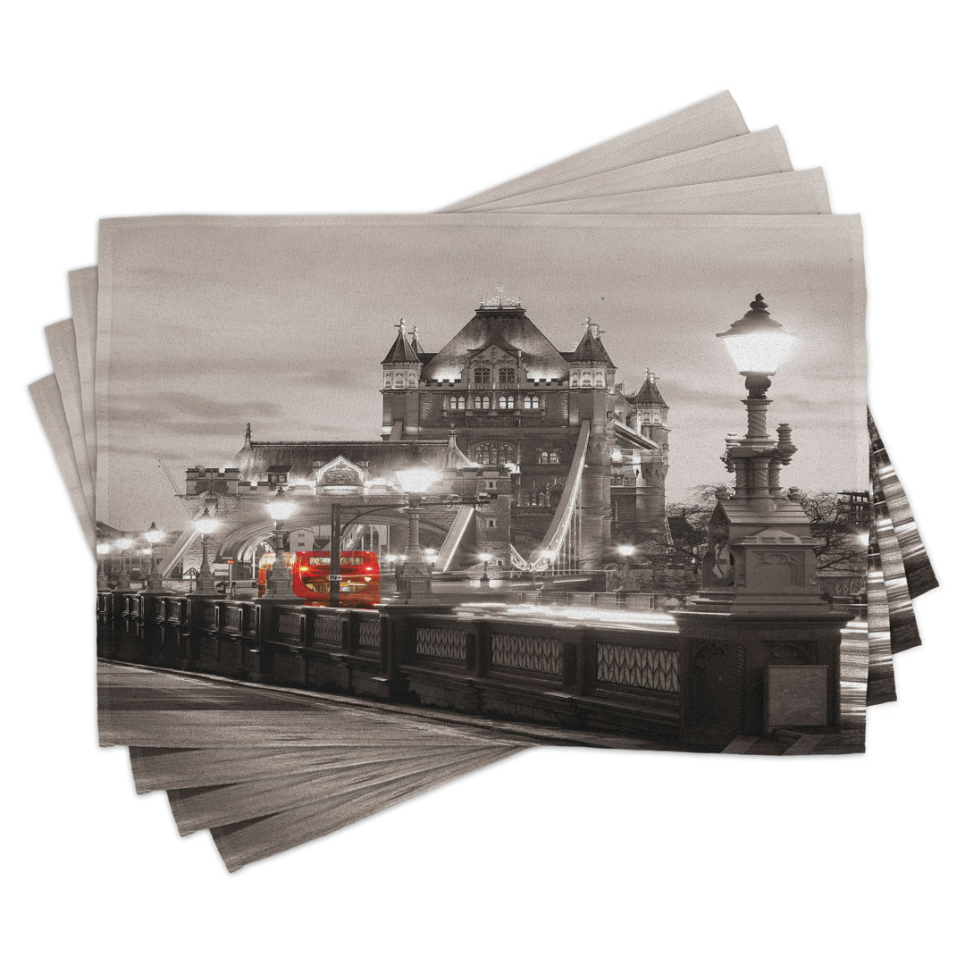 Platzdeckchen 4er-Set, Urban Life Scenery, Taupe Grau Rot