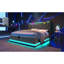 Lit tapissier très grand, fonction DEL à 360 degrés, boutons / applications / télécommande, lit de rangement hydraulique avec chargement USB Type-C, gris, lin (sans matelas)-670608688-670608685