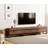 Modern TV Stand With Storage Cabinets For 110 Inch TV, Wood Entertainment Center Media Console Table With Metal Legs For Living Room, Brown