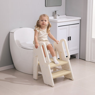 Marchepied pliable pour enfants, réglable en 2 étapes et en 3 étapes avec mains courantes, larges marches antidérapantes pour la sécurité, brun FK