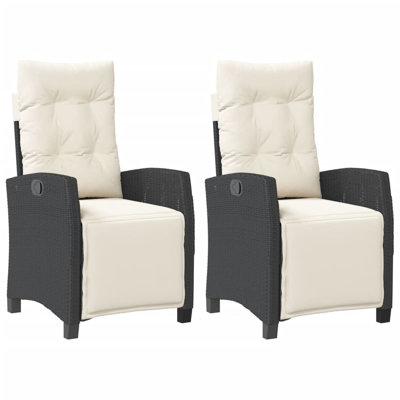 Lark Manorâ„¢ Reclining Patio Chairs 2 Pcs With Footrest Poly Rattan by Lark Manor
