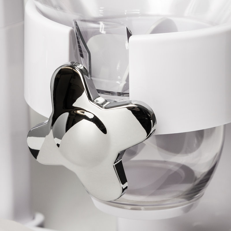White Dual Canister Dry Food Dispenser with Chrome Accents