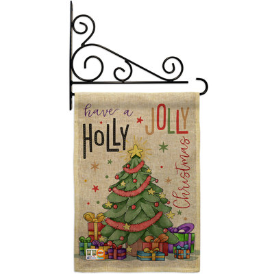 A Holly Jolly Christmas 2-Sided Burlap 19 x 13 in. Flag Set