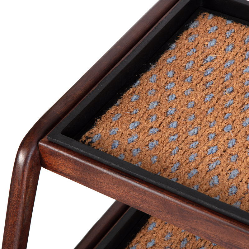 Premium Solid Wood Boot Tray Stand with Natural Coir Mat - Entryway & Mudroom Shoe Organizer, 22" W x 26.5" L, Dark Brown