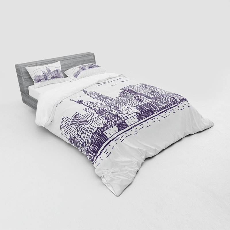 Ensemble de housse de couette en microfibre Ambesonne, Housse de couette grand + 3 pièces supplémentair