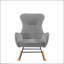 Luxueuse chaise berçante en tissu gris, douce et confortable pour une utilisation relaxante et durable.
