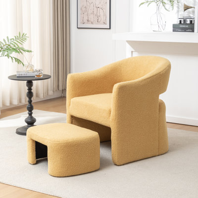 Upholstered Barrel Chair With Ottoman