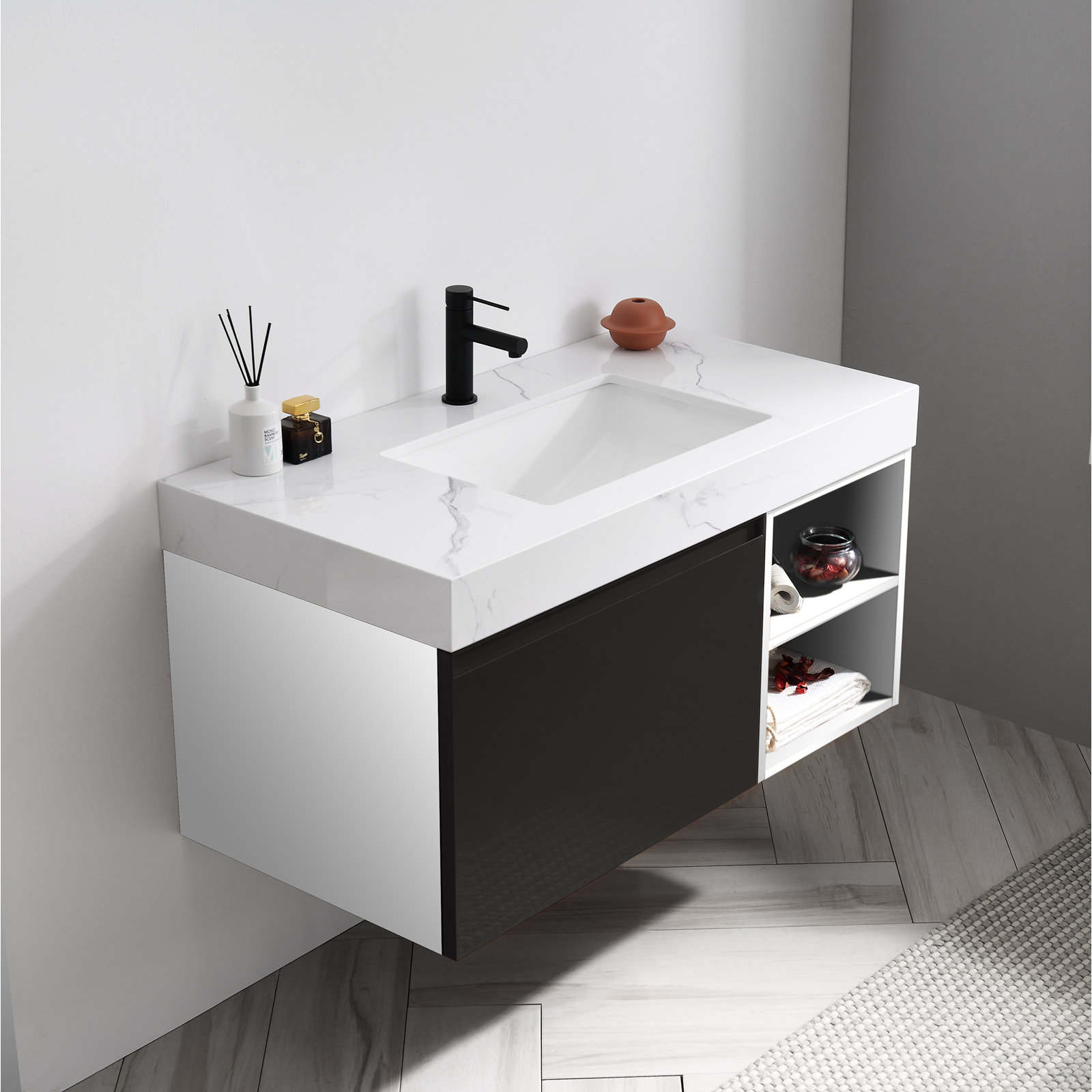 Noam 42'' Single Bathroom Vanity, Matte Black