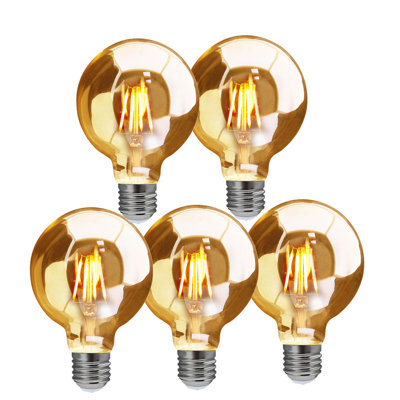 LED Edison E26 Vintage Vanity Globe Filament G25 (G80) 4W Dimmable 40W Equivalent 220V Light Bulb for Farmhouse Medium Screw Base, CE RoHS Compliant Warm White 2700K Energysaving - Pack of 5