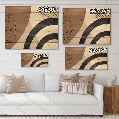 Formes abstraites en terre cuite et formes ivoires III - impression moderne sur bois de pin naturel
