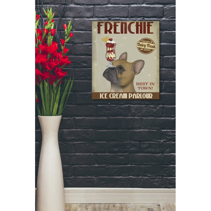 «French Bulldog Ice Cream» par Fab Funky, art mural sur toile, H 24 po x l 20 po x P 0,75 po