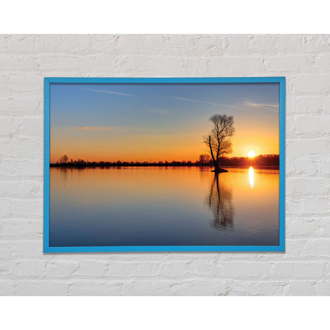 Gerahmter Fotodruck Sunset Above The Trees River