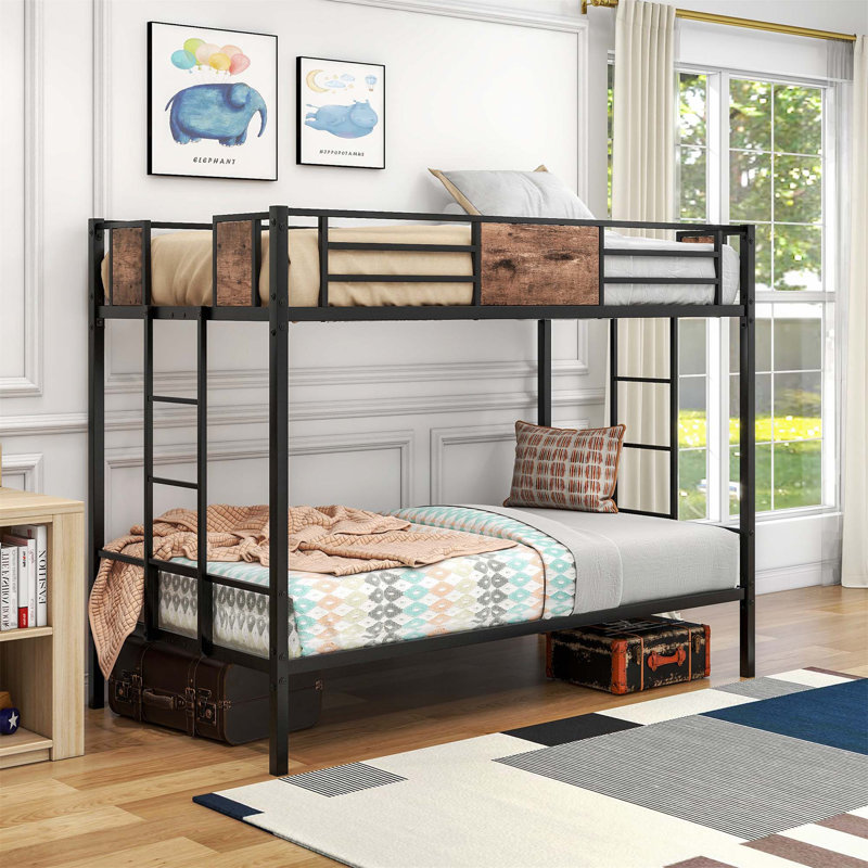 Lit superposé avec garde-corps de sécurité, conception robuste et peu encombrante, lit en acier pour l'école, chambre à coucher