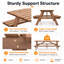 Table de pique-nique d'extérieur en bois massif avec 2 bancs intégrés et une table de camping pour 8 personnes-1154343977