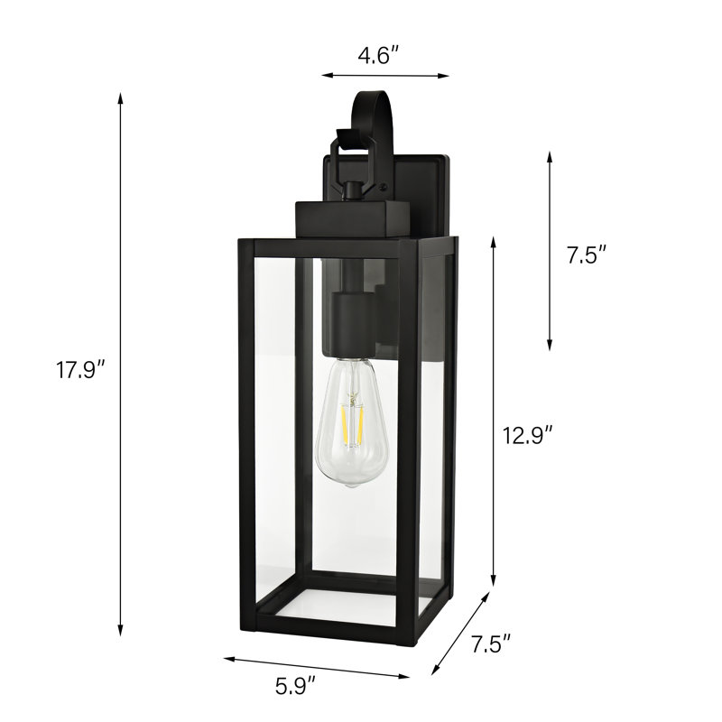 Lanterne murale d'extérieur noir mat Schlegel, H 17,74 po x l 5,91 po x P 5,91 po