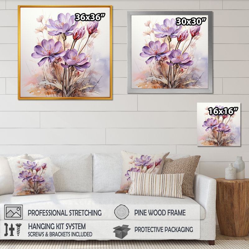 Art mauve zen mauve, H 30 po x l 30 po x P 1,5 po, Toile tendue