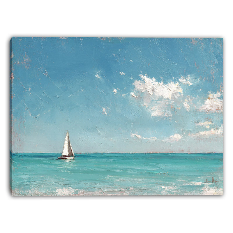 «Sail on Turquoise Horizon», art mural sur toile tendue, H 16 po x l 24 po