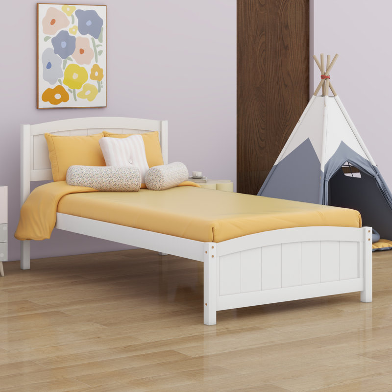 Platform Bed With Headboard And Footboard., White