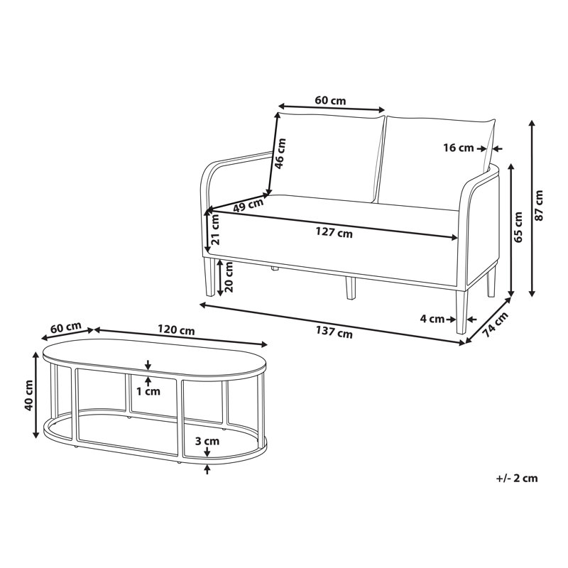 MONTEFALCO 2 - Person Garden Lounge Set with Cushions
