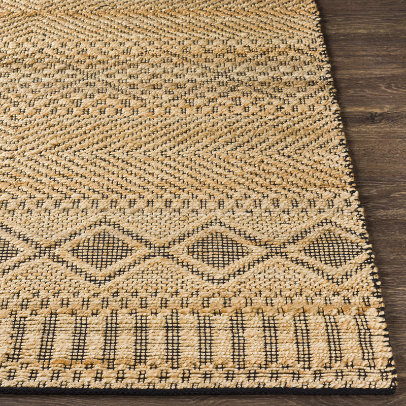 Tapis brun clair en laine tissé à plat à la main Colin, Rectangle 8 pi x 10 pi