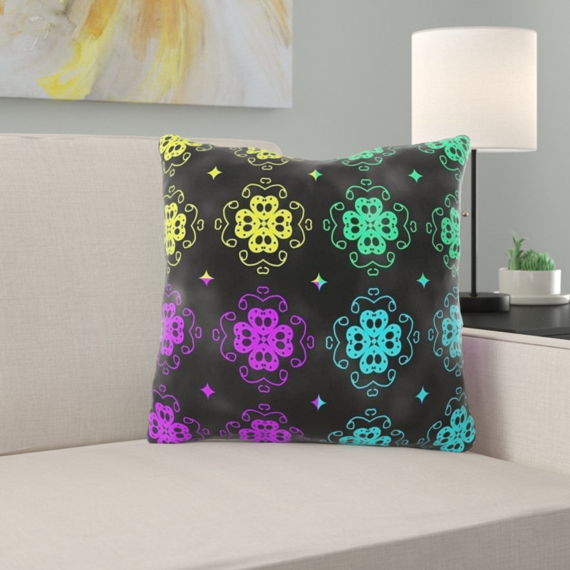 Coussin décoratif transparent, Noir, vert et jaune, Intérieur