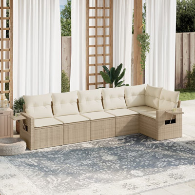Vidaxl Garden Sofa Set PE Rattan, Powder-Coated Steel Large