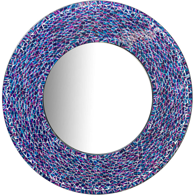 Ulrike Manufactured Wood, Glass Flat Wall Mirror, Blue/Purple