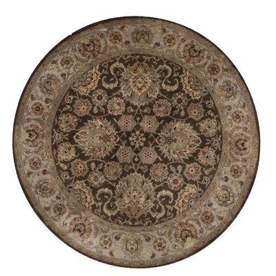 One-of-a-Kind 8' Round Wool Area Rug in Brown and Green