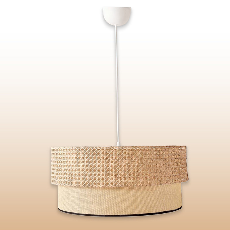 Lustre 100% rotin 2 niveaux 1 lumière
