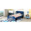 Lit plateforme simple avec roues bleues et structure solide - offre une base solide, une installation confortable et une expérience de sommeil