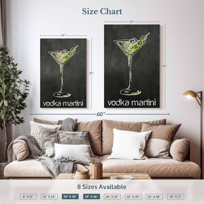 Yarlin Vodka Martini Chalk, 36" H x 24" W